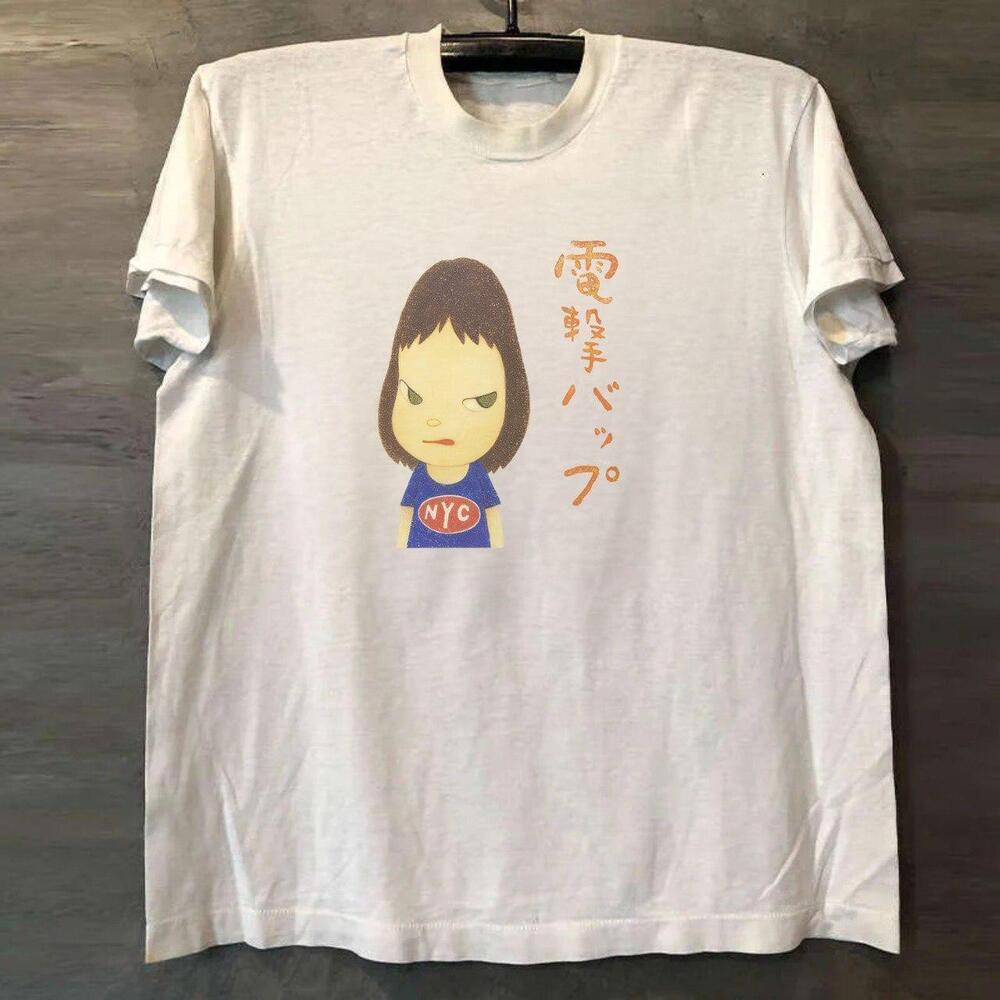 White Graphic Tee With Cute Cartoon Girl Design